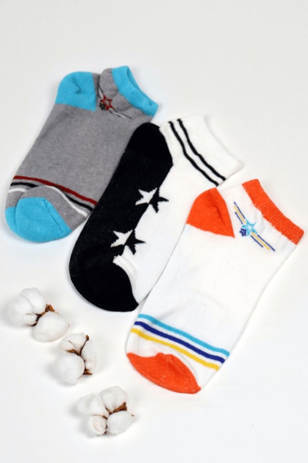 Berka Erkek 3'lü Çocuk Patik Çorap (7-8 Yaş) 9407-12