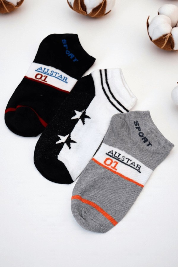 Berka Erkek 3'lü Çocuk Patik Çorap (7-8 Yaş) 9407-3