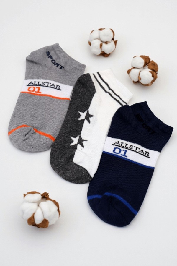 Berka 3'lü Erkek Çocuk Patik Çorap (9-10 Yaş) 9408-6