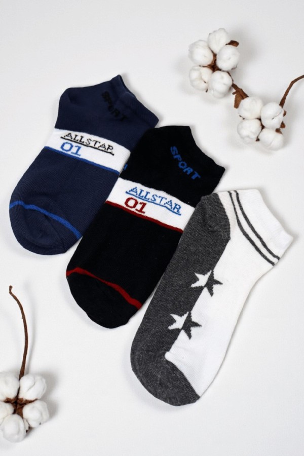 Berka 3'lü Erkek Çocuk Patik Çorap (9-10 Yaş) 9408-7