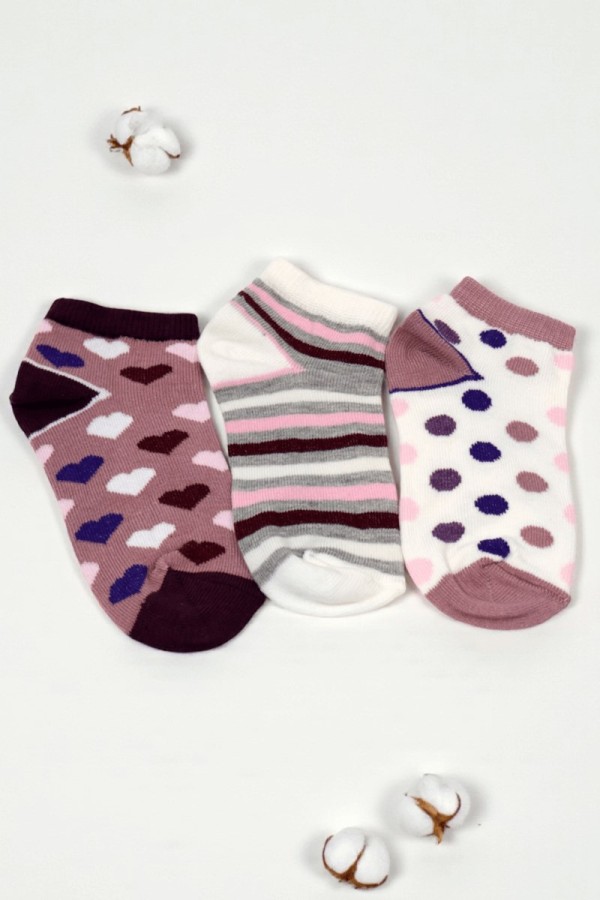 Berka 3'lü Kız Çocuk Patik Çorap (5-6 Yaş) 9801-3