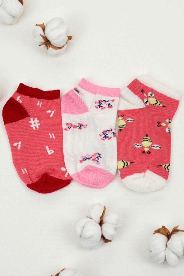 Berka 3'lü Kız Çocuk Patik Çorap (5-6 Yaş) 9801-5