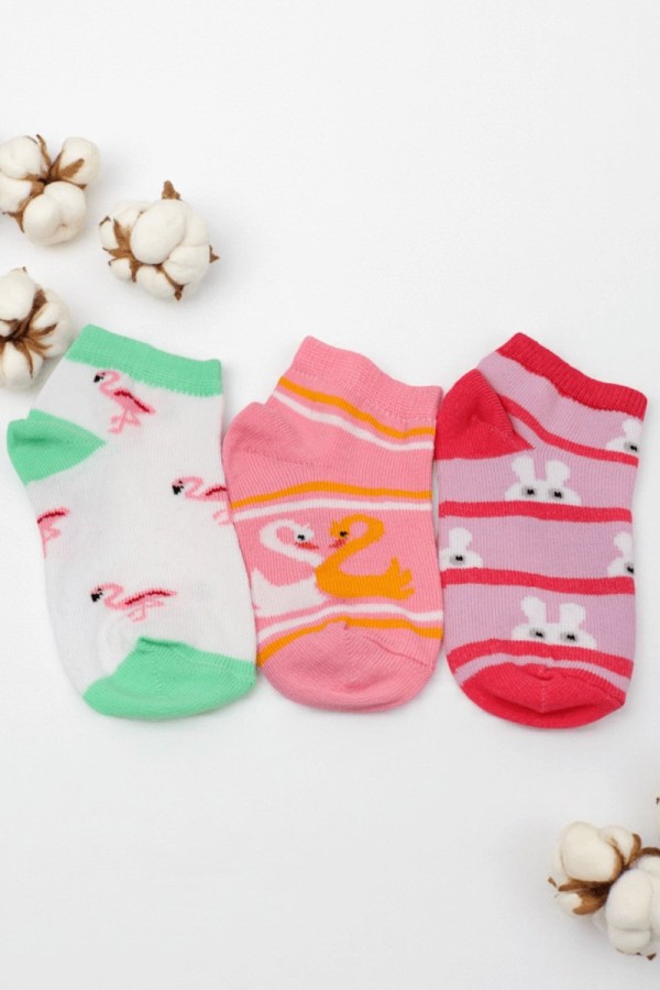 Berka 3'lü Kız Çocuk Patik Çorap (5-6 Yaş) 9801-6