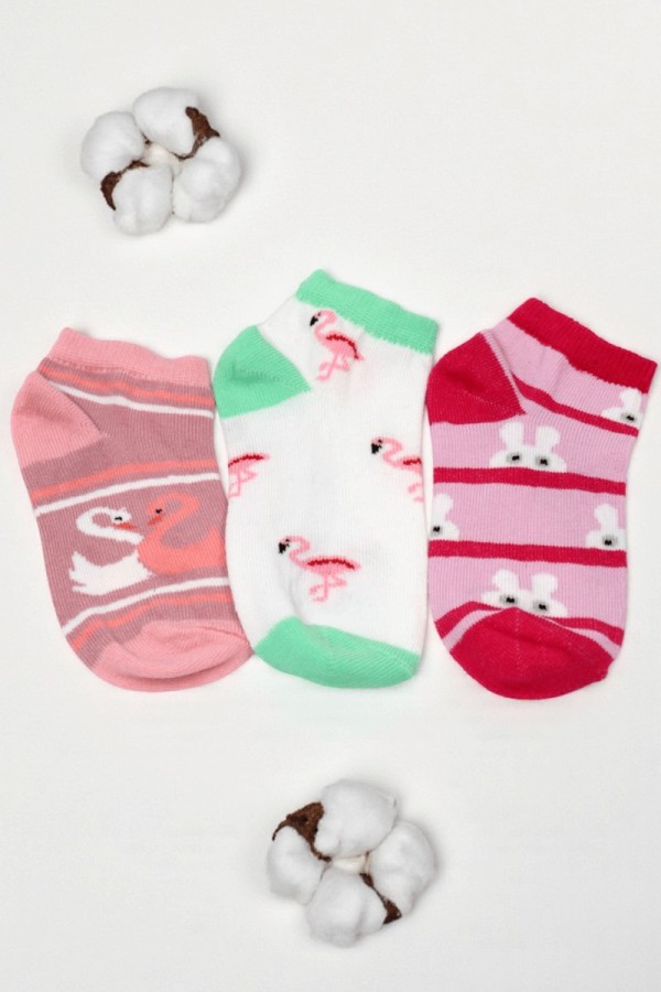 Berka 3'lü Kız Çocuk Patik Çorap (5-6 Yaş) 9801-7