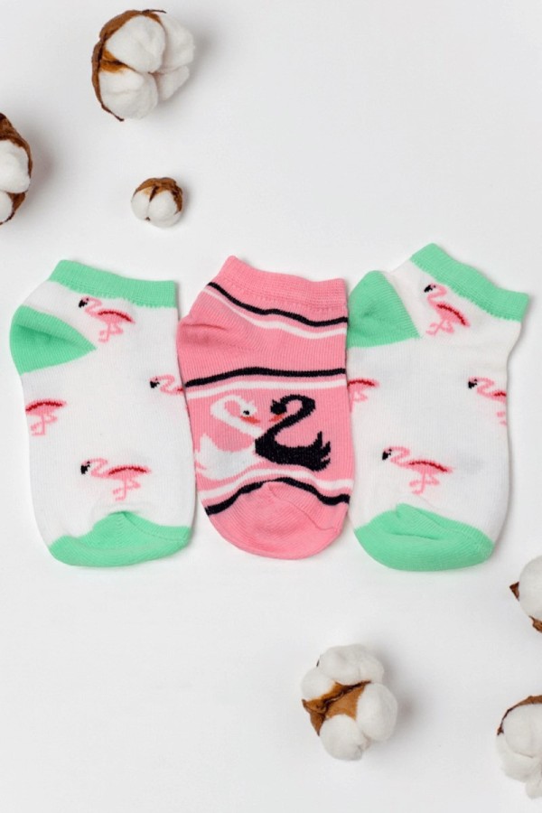 Berka 3'lü Kız Çocuk Patik Çorap (5-6 Yaş) 9801-8