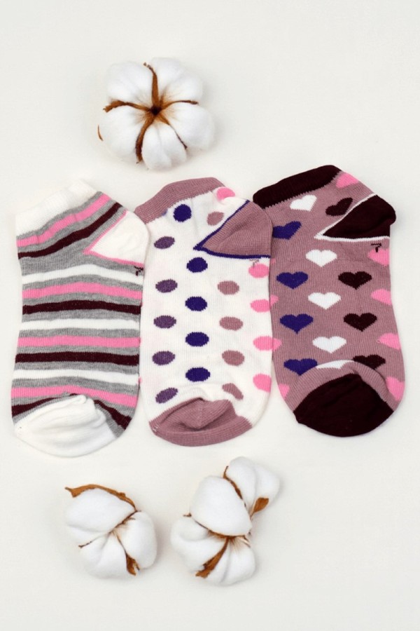 Berka 3'lü Kız Çocuk Patik Çorap (7-8 Yaş) 9901-10