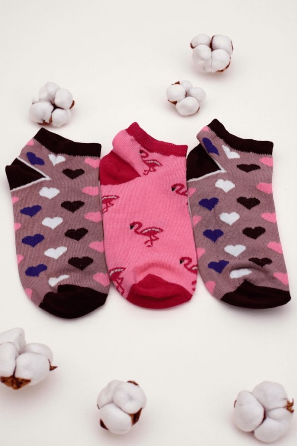 Berka 3'lü Kız Çocuk Patik Çorap (7-8 Yaş) 9901-11