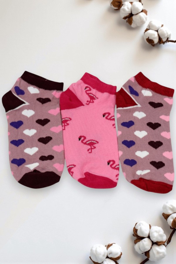 Berka 3'lü Kız Çocuk Patik Çorap (7-8 Yaş) 9901-13