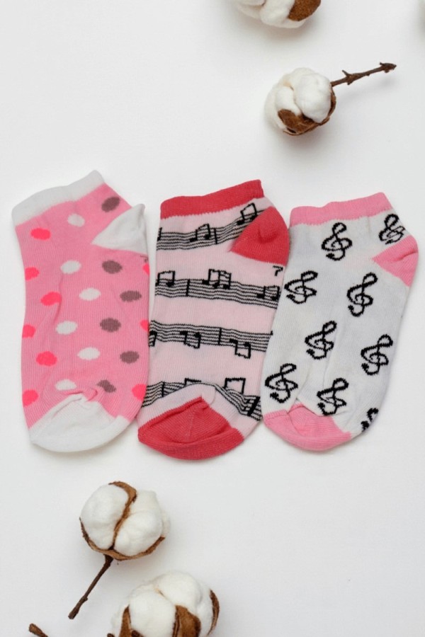 Berka 3'lü Kız Çocuk Patik Çorap (7-8 Yaş) 9901-15