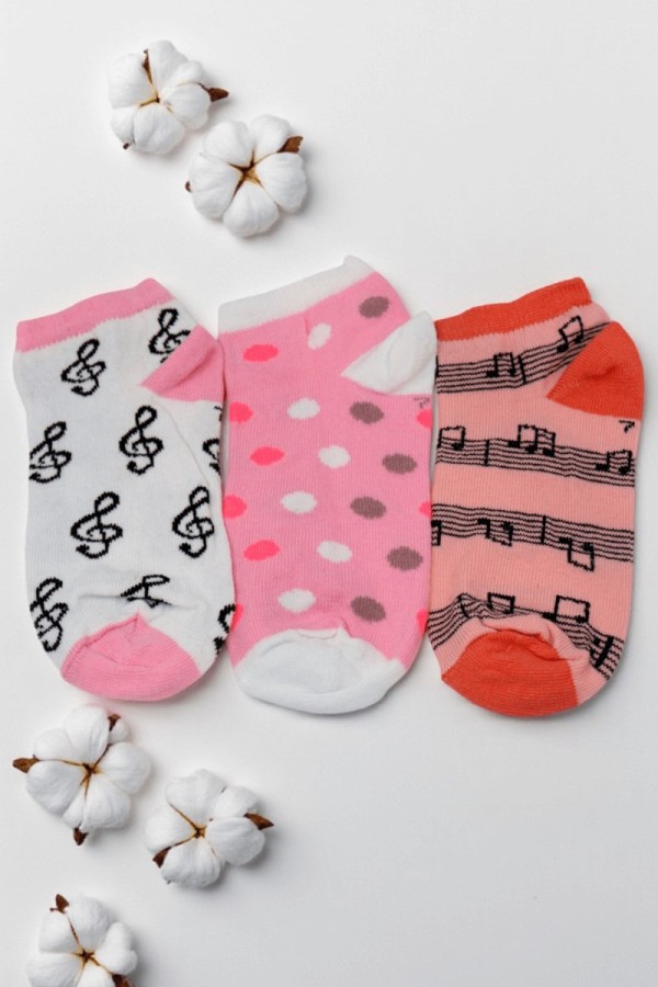 Berka 3'lü Kız Çocuk Patik Çorap (7-8 Yaş) 9901-17