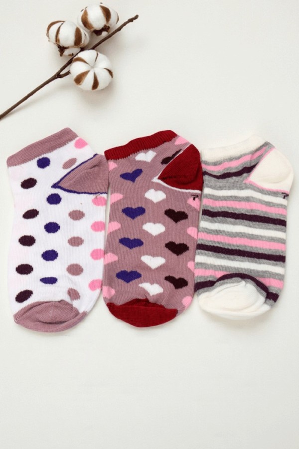 Berka 3'lü Kız Çocuk Patik Çorap (7-8 Yaş) 9901-9