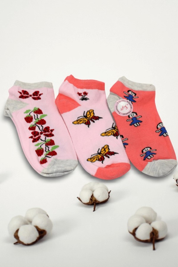 Berka 3'lü Kız Çocuk Patik Çorap (7-8 Yaş) 9901-6