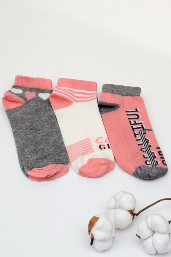 Berka 3'lü Kız Çocuk Patik Çorap (7-8 Yaş) 9901-7