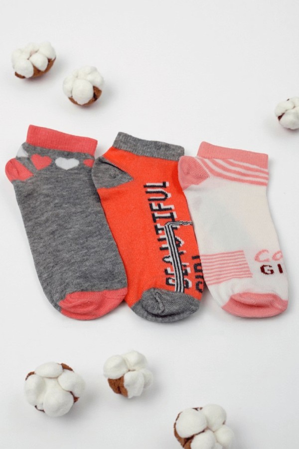Berka 3'lü Kız Çocuk Patik Çorap (7-8 Yaş) 9901-8