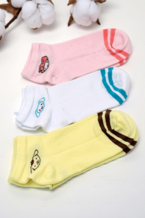 Berka 3'lü Kız Çocuk Patik Çorap (9-10 Yaş) 9701-1