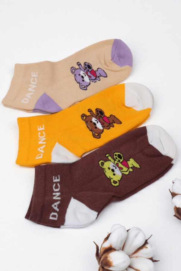 Berka 3'lü Kız Çocuk Patik Çorap (9-10 Yaş) 9701-10