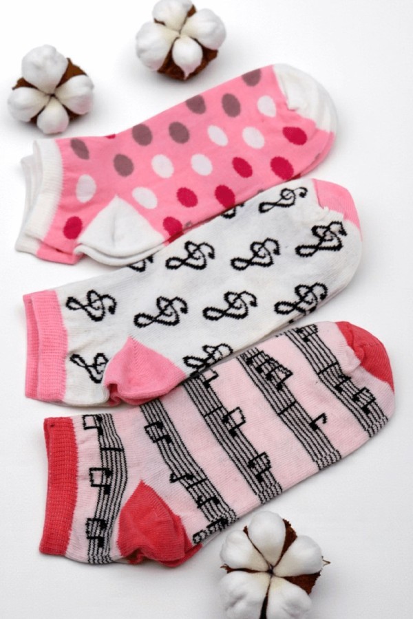 Berka 3'lü Kız Çocuk Patik Çorap (9-10 Yaş) 9701-6