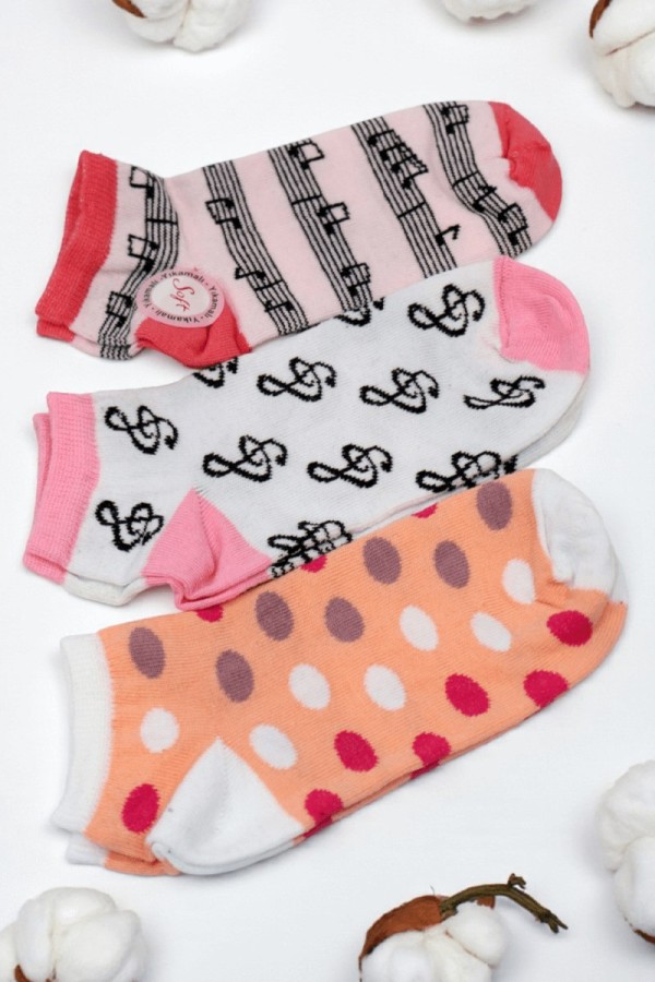 Berka 3'lü Kız Çocuk Patik Çorap (9-10 Yaş) 9701-7