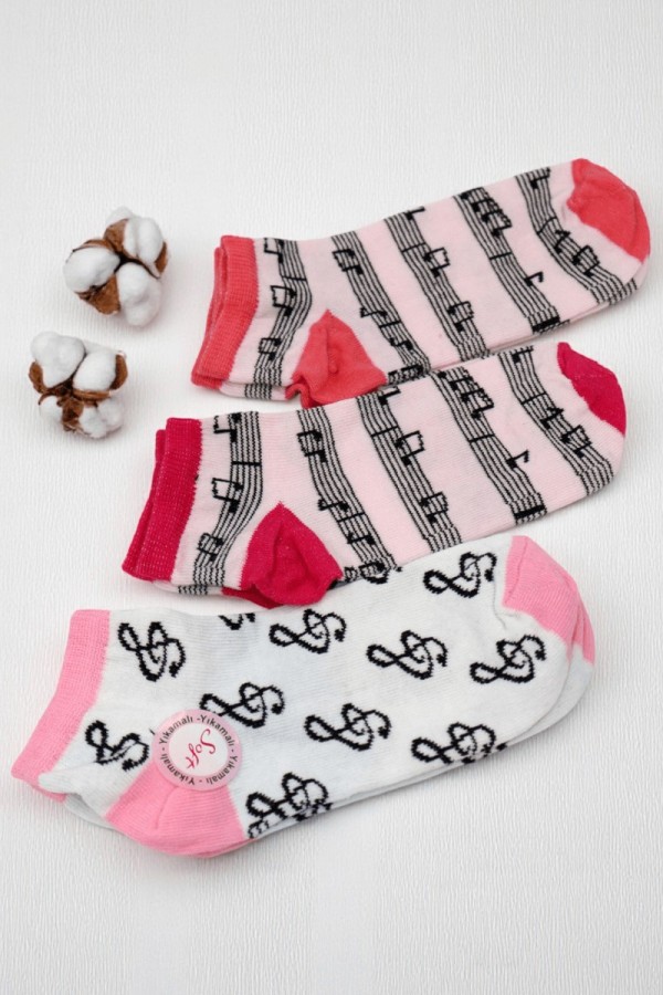 Berka 3'lü Kız Çocuk Patik Çorap (9-10 Yaş) 9701-8