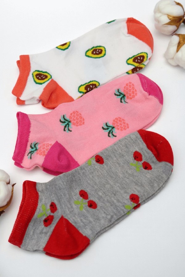 Berka 3'lü Kız Çocuk Patik Çorap (9-10 Yaş) 9701-9