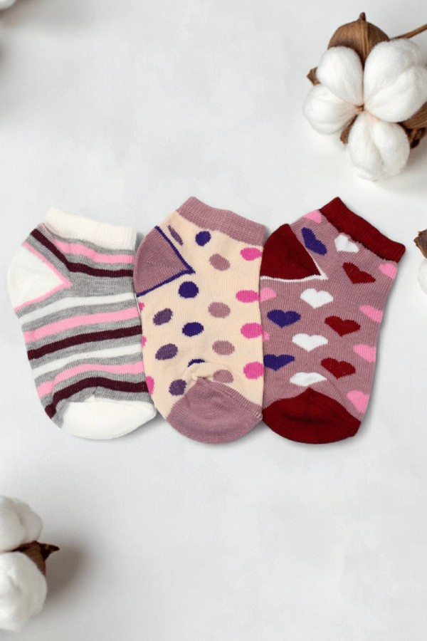 Berka 3'lü Kız Çocuk Patik Çorap (3-4 Yaş) 9601-10