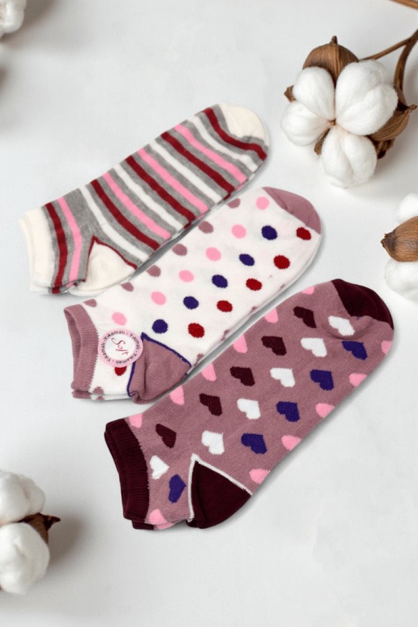 Berka 3'lü Kız Çocuk Patik Çorap (11-12 Yaş) 9510-1