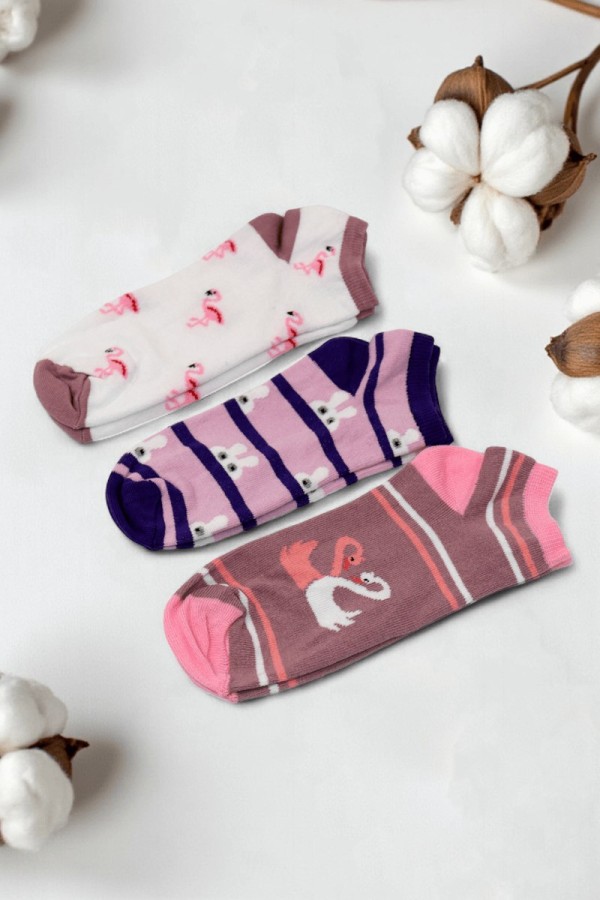 Berka 3'lü Kız Çocuk Patik Çorap (11-12 Yaş) 9509-2