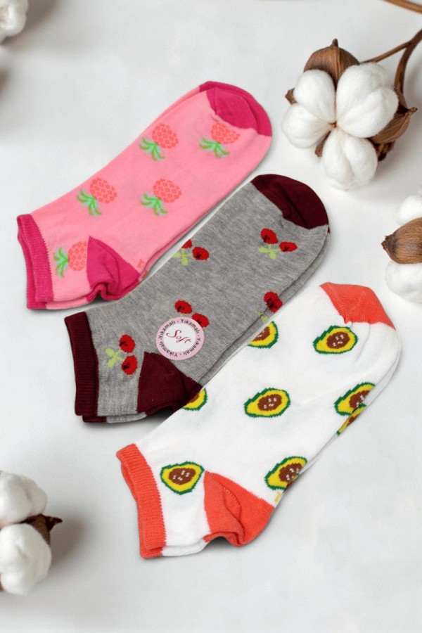 Berka 3'lü Kız Çocuk Patik Çorap (11-12 Yaş) 9511-1