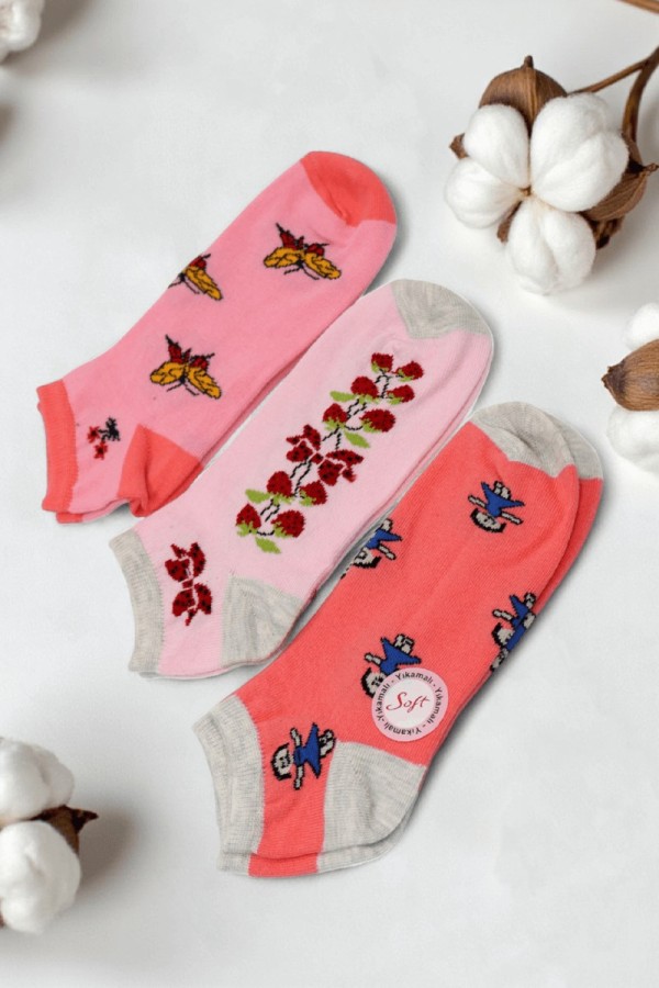 Berka 3'lü Kız Çocuk Patik Çorap (11-12 Yaş) 9514-1