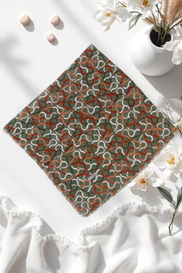 Desenli Flamlı Eşarp 6500-3