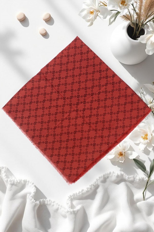 Desenli Flamlı Eşarp 6401-1