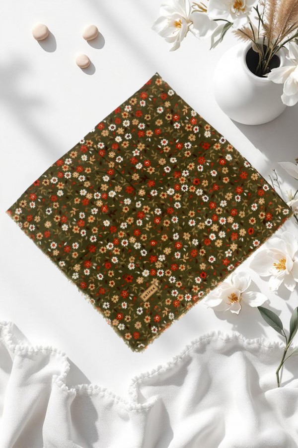 Eripek Desenli Flamlı Eşarp 6502-2