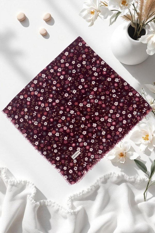 Eripek Desenli Flamlı Eşarp 6502-5