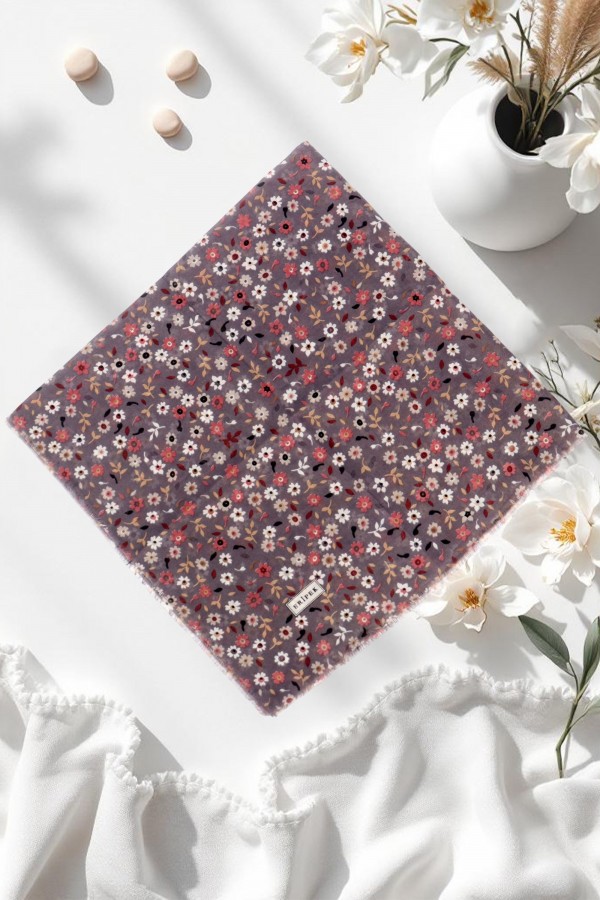 Eripek Desenli Flamlı Eşarp 6502-8