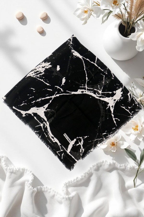 Polocraft Desenli Flamlı Eşarp 6503-6