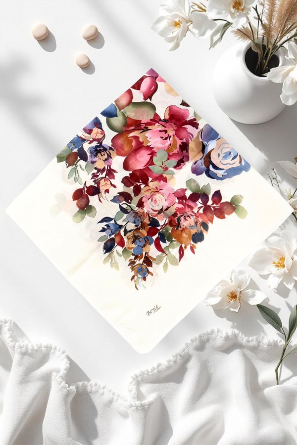 Beyce Desenli Flamlı Eşarp 6504-14