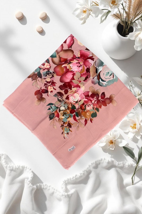 Beyce Desenli Flamlı Eşarp 6504-3