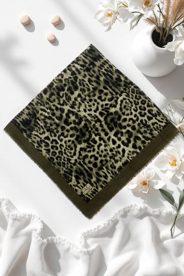 Viessa Leopar Desenli Flamlı Eşarp 6506-11