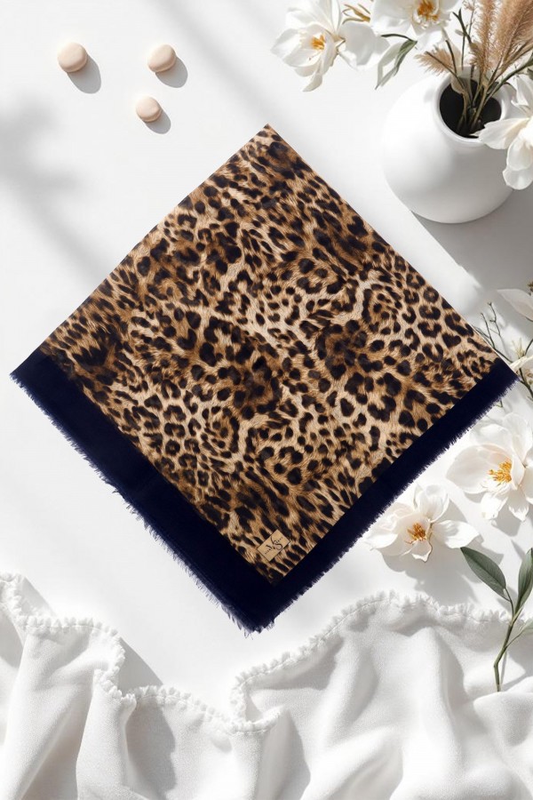 Viessa Leopar Desenli Flamlı Eşarp 6506-3