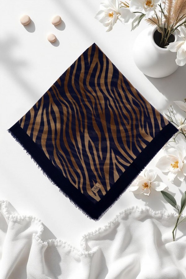 Viessa Zebra Desenli Flamlı Eşarp 6507-4