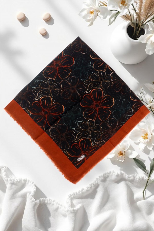 Desenli Flamlı Eşarp  6509-1