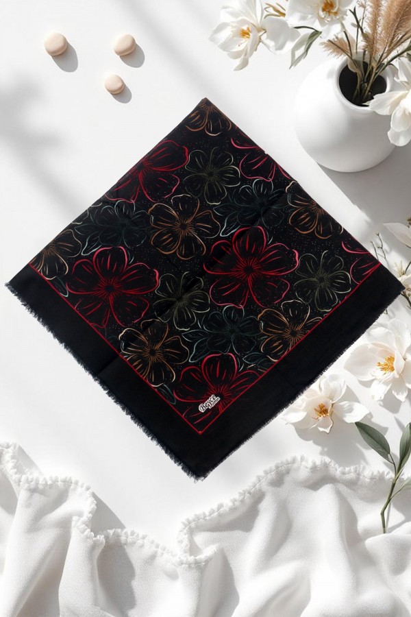 Desenli Flamlı Eşarp  6509-10