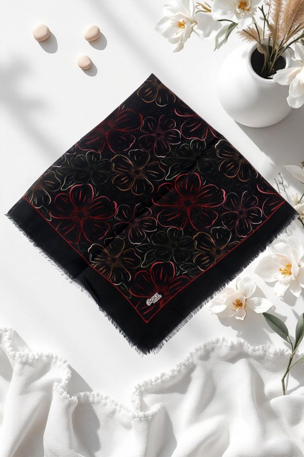 Desenli Flamlı Eşarp  6509-14