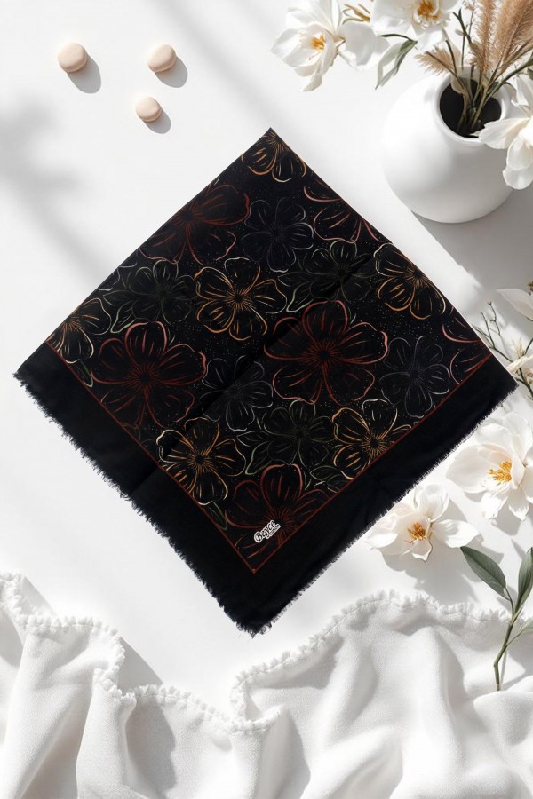 Desenli Flamlı Eşarp  6509-3