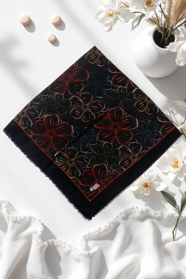 Desenli Flamlı Eşarp  6509-4