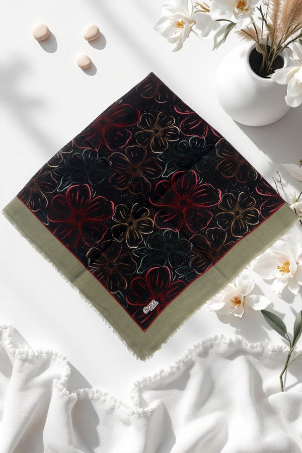 Desenli Flamlı Eşarp  6509-5