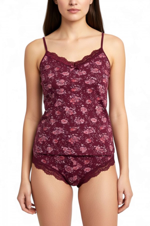 Kota 6304 Dantelli Ip Askılı Baskılı Kadın Bikini Atlet Takım 8609-11