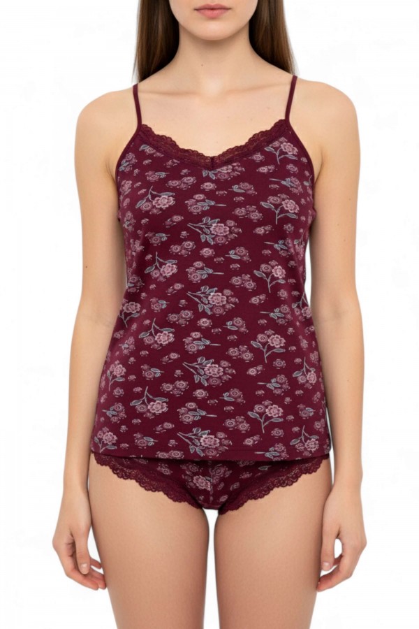 Kota 6304 Dantelli Ip Askılı Baskılı Kadın Bikini Atlet Takım 8609-8