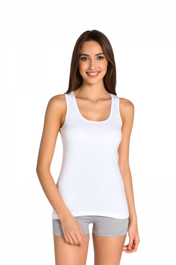 Tutku 0136 Kadın Ribana Renkli Geniş Askılı Atlet 8633-1