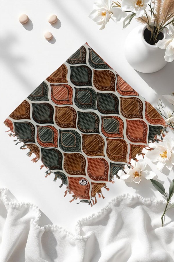 Boncuklu Desenli Yazma 6600-3